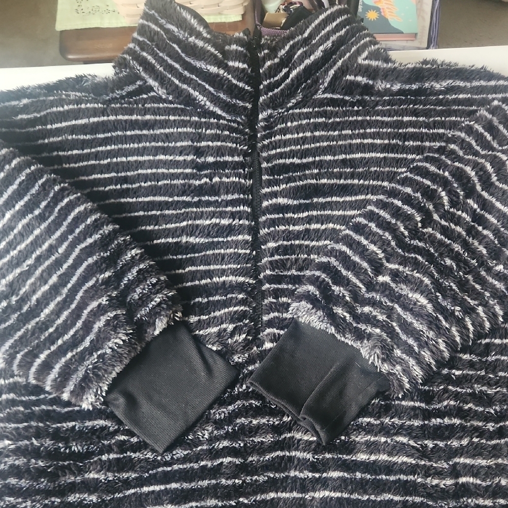 LuLaRoe Nancy Black and White Fuzzy Sweater